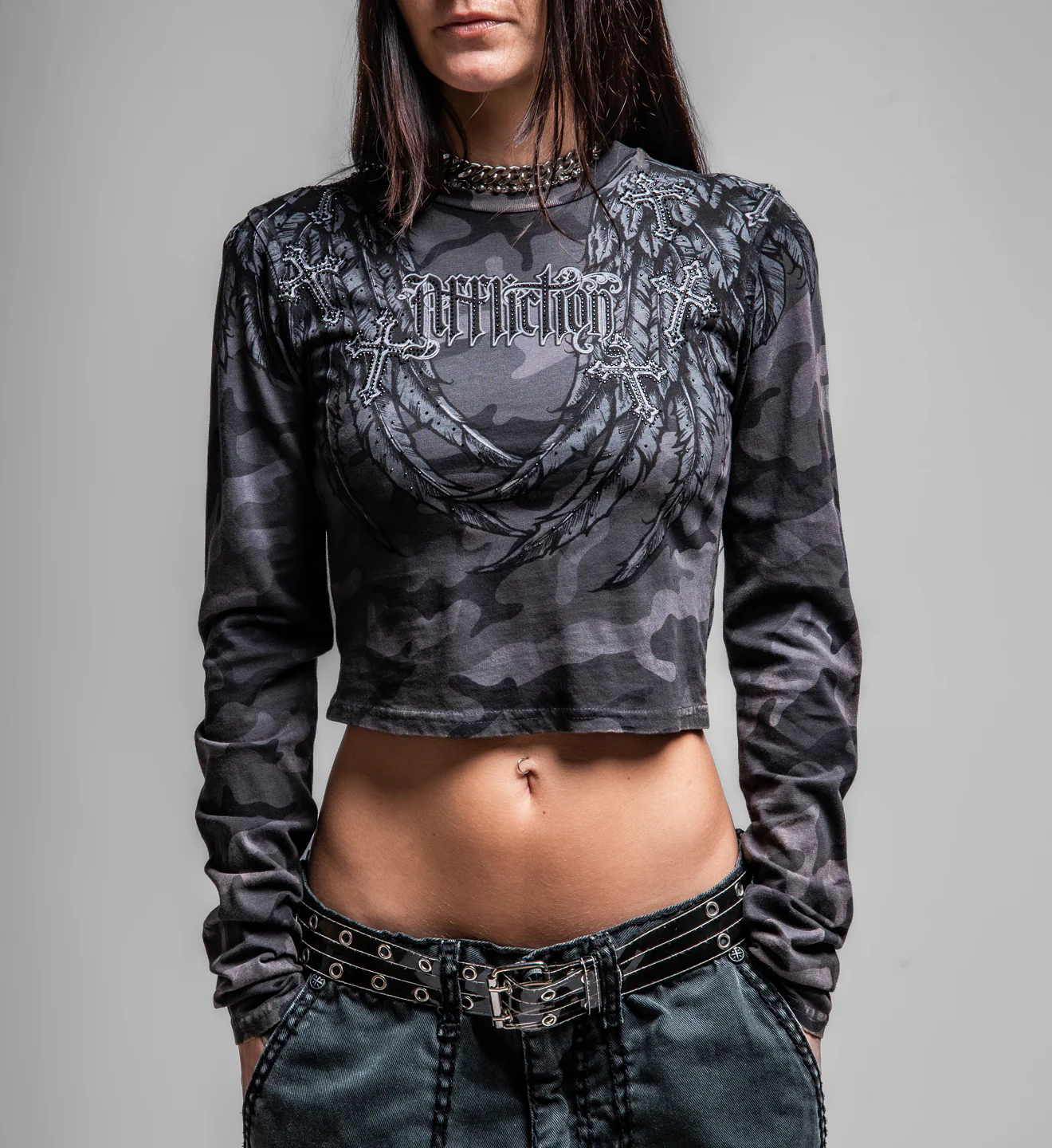 Whispering Thoughts LS Crop Tee