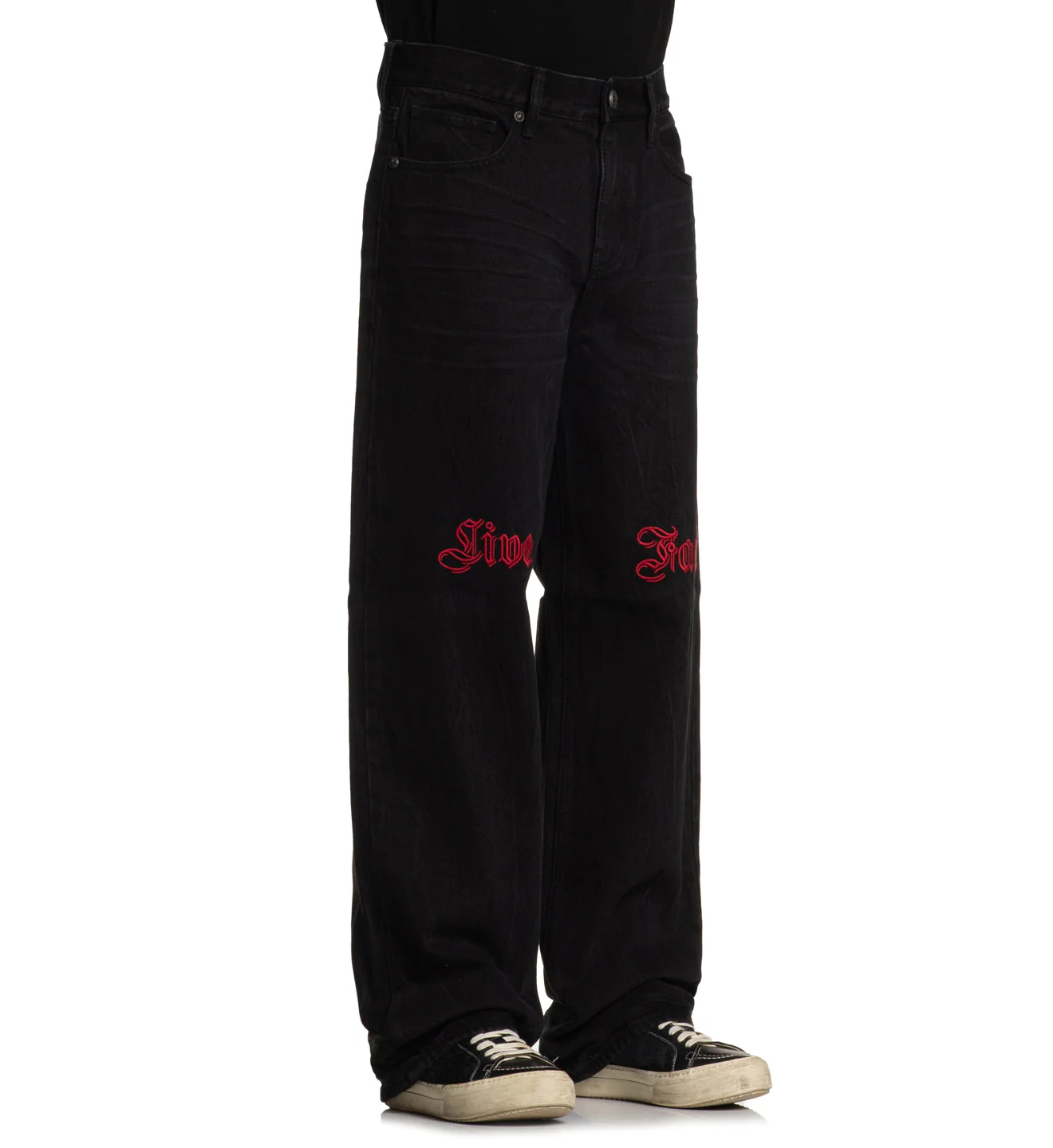Wide Leg Live Fast Black Jeans - Image 12